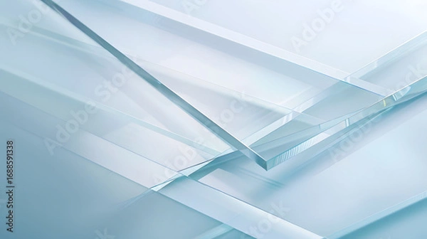 Fototapeta Abstract Background of Overlapping Clear Blue Glass Panes - Modern and Minimalist