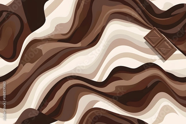 Fototapeta Abstract Background with Wavy Layers of Dark, Milk, and White Chocolate