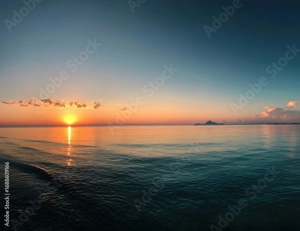 Obraz Panoramic sunrise over tranquil ocean