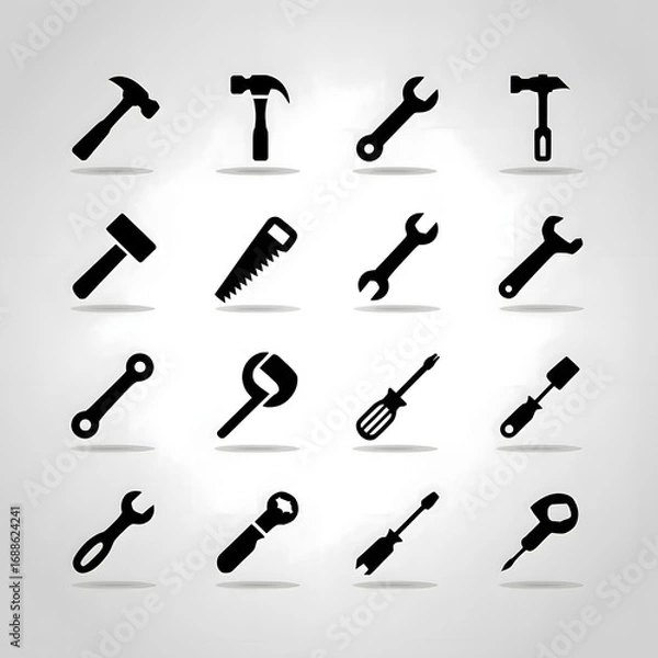 Fototapeta Essential Tools Icon Set | Vector Hand & Power Tools | DIY & Repair Tools Icons | Construction Tools Flat Pack | Workshop & Hardware Icons | Toolbox Icon Collection
