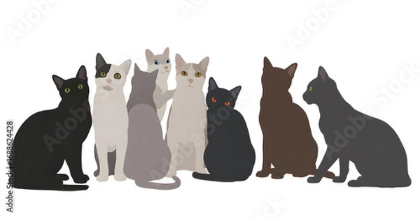 Fototapeta Cute Cat Illustrations for Kids | Whimsical Cat Art Collection | Playful Cat Vector Design | Cartoon Cat Sketch Series | Digital Cat Drawing Styles | Artistic Cat Characters Pack