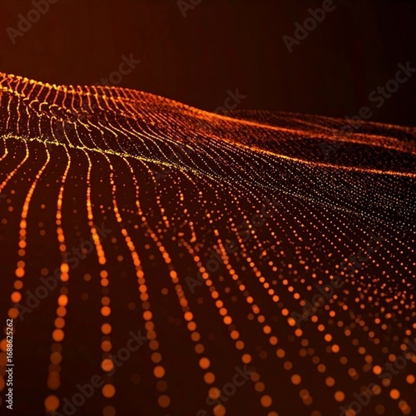 Obraz Abstract wave of glowing dots
