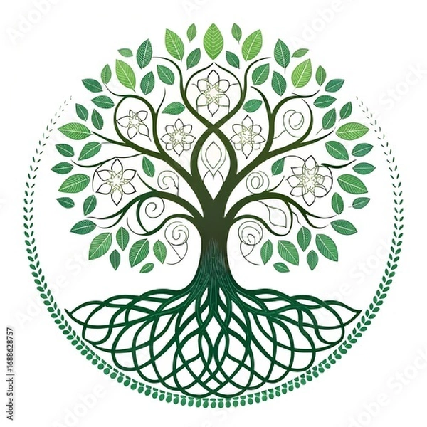Obraz tree with green leaves Illustration