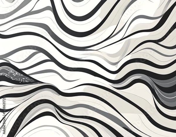 Obraz Abstract black and white waves creating fluid motion