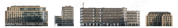 Fototapeta Modern building facades for architectural background isolated png on a transparent background premium cutout