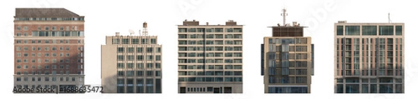 Fototapeta Modern building facades for architectural background isolated png on a transparent background premium cutout