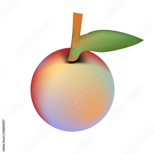 Obraz peach fruit with leaf icon