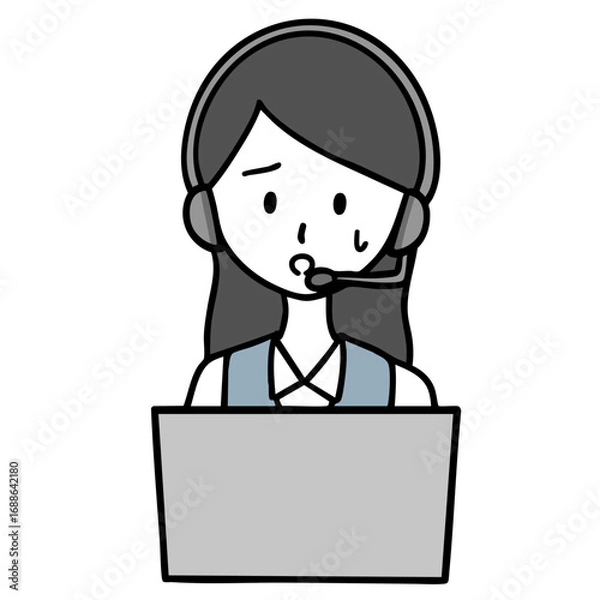 Obraz 困っているコールセンターの女性