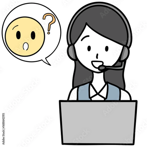 Obraz 笑顔のコールセンターの女性と問い合わせる人