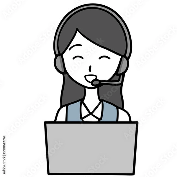 Obraz 笑顔で対応するコールセンターの女性