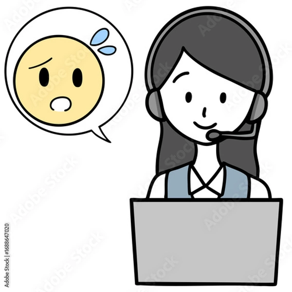 Obraz 笑顔のコールセンターの女性と困っている人