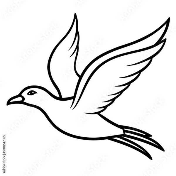 Fototapeta Bird in flight line art vector illustration 