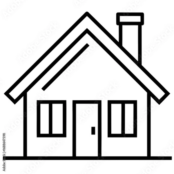 Fototapeta Simple house icon line art vector illustration 