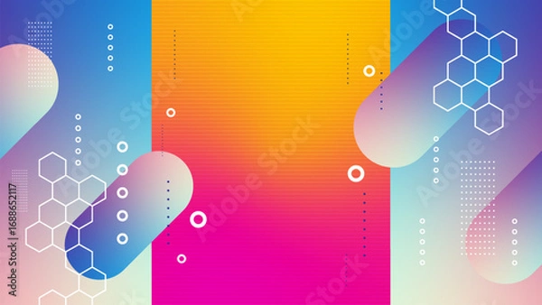Fototapeta Science chemical technology capsule banner design. Abstract poster pills concept. Drug frame vibrant gradient background