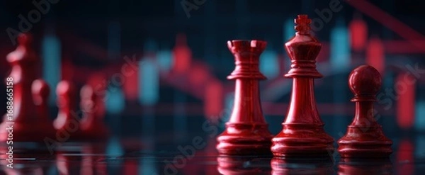 Fototapeta The Red Chess Pieces Representing Strategy and Competition in a Dynamic Environment