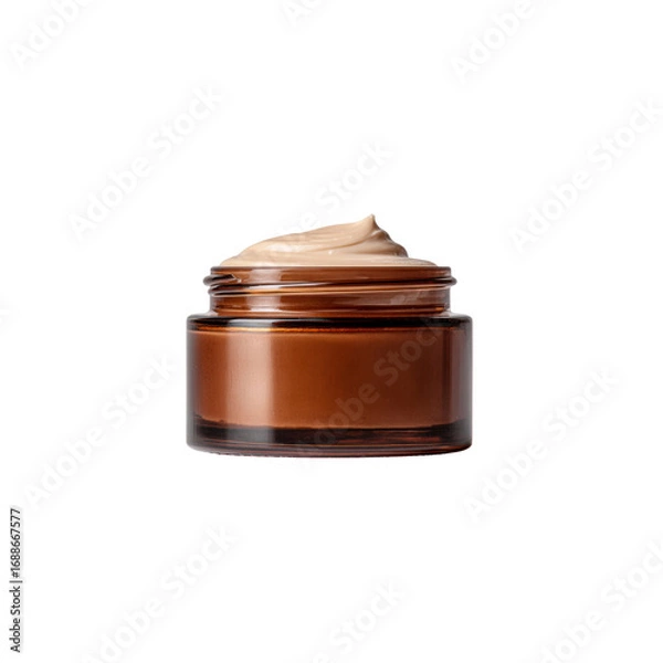 Fototapeta Amber Glass Jar of Luxurious Face Cream with Swirl of Product