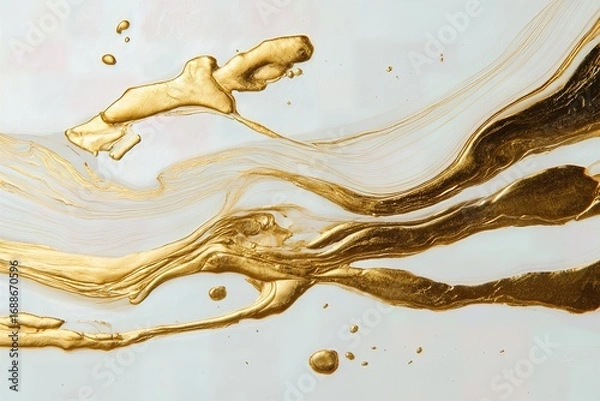 Obraz Golden brush strokes on white background