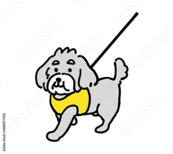 Obraz お散歩する手描きの犬