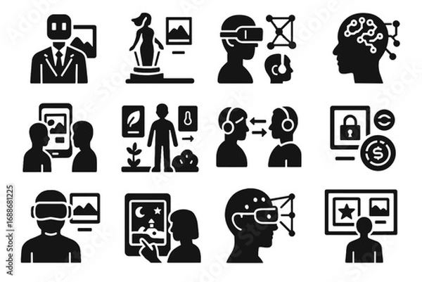 Fototapeta Spatial personalized icon vector interactive smart experiences set futuristic tours environment art