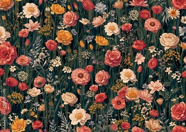 Fototapeta seamless floral background