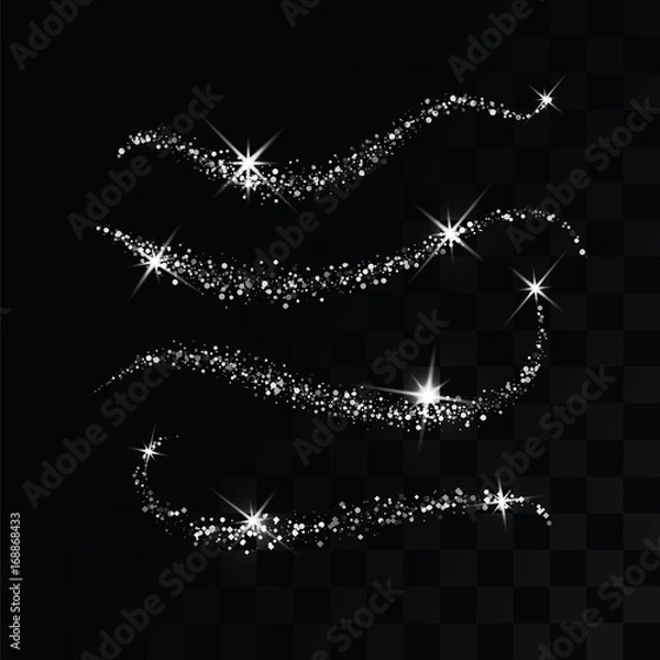 Fototapeta Star silver waves and stardust. Vector illustration sparkles