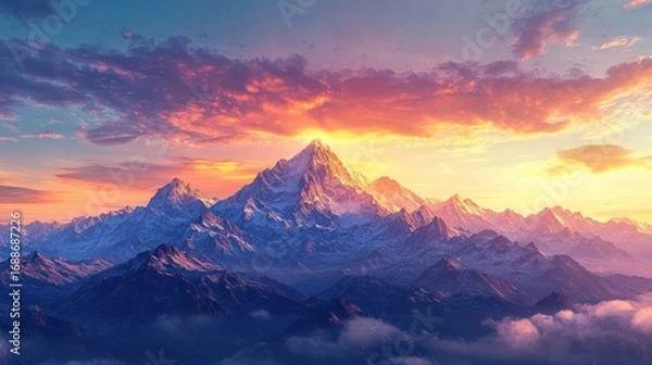 Obraz Majestic Mountain Range at Sunset