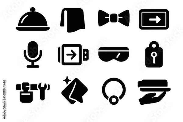 Fototapeta Input accessories butler vector tool belt cleaning robot icon towel collar dome