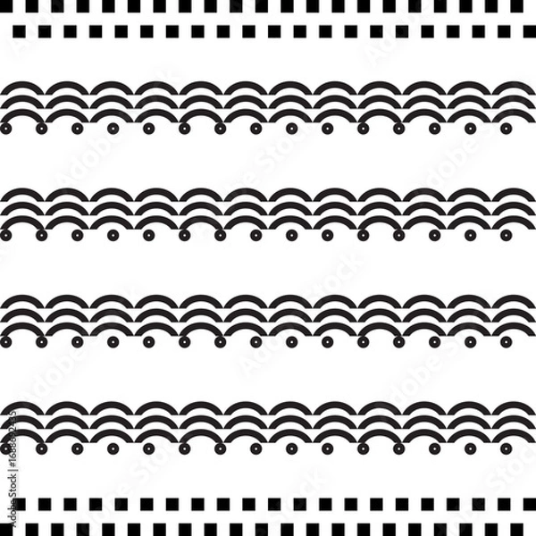 Fototapeta Seamless pattern with black and white elements on a white background.