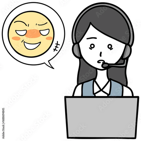 Obraz 精神的に限界のコールセンターの女性とセクハラをする人