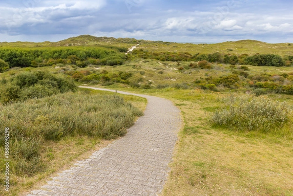 Fototapeta Path going up to the Olde Dune lookout point in Borkum