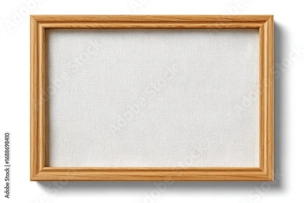 Fototapeta Minimalist Wooden Frame Holding a Blank White Canvas on Isolated Background