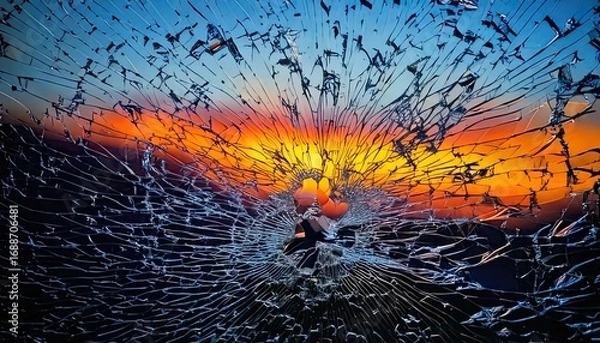 Obraz Distorted VHS analog static with RGB flicker lines on black