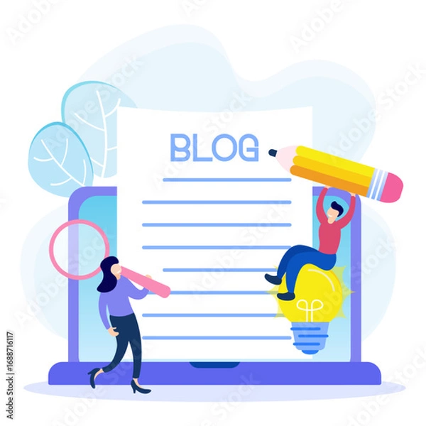 Fototapeta Illustration vector graphic cartoon character of blogging