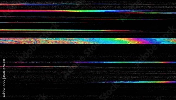Obraz Distorted VHS analog static with RGB flicker lines on black