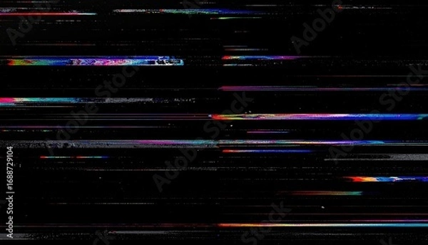 Obraz Distorted VHS analog static with RGB flicker lines on black