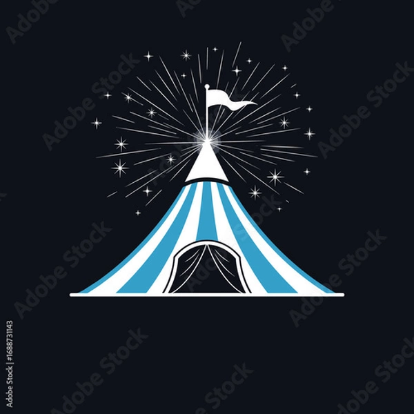 Obraz Whimsical big top circus tent under a starry night sky with fireworks bursting above the apex