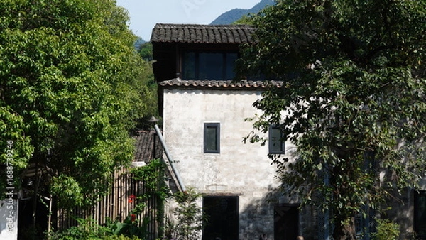 Fototapeta The old architectures view with the traditional Chinese style in the countryside of the China
