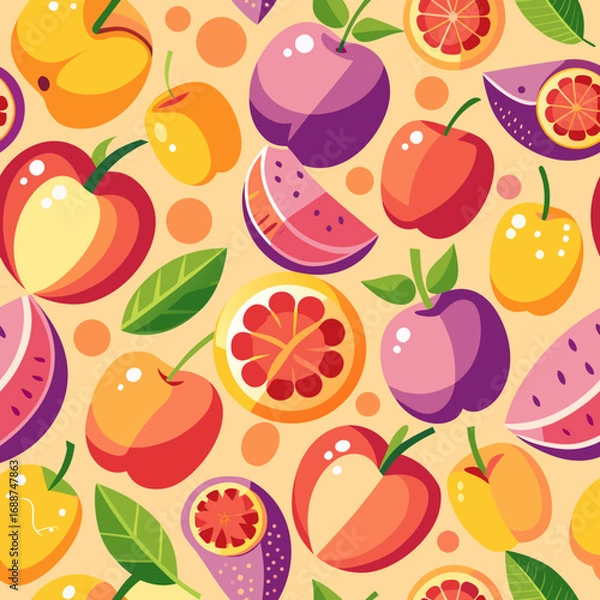 Obraz Gradient abstract fruit pattern, seamless for fabric or wallpaper.