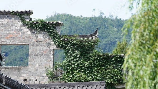 Fototapeta The old architectures view with the traditional Chinese style in the countryside of the China
