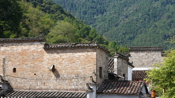 Fototapeta The old architectures view with the traditional Chinese style in the countryside of the China
