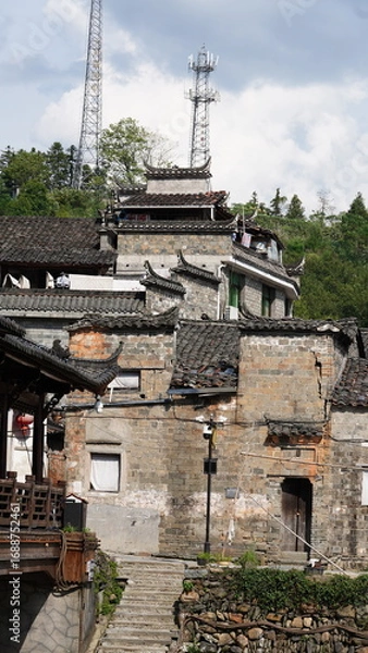 Fototapeta The old architectures view with the traditional Chinese style in the countryside of the China
