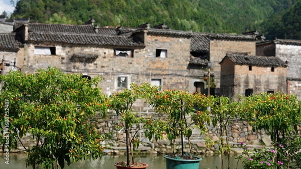 Fototapeta The old architectures view with the traditional Chinese style in the countryside of the China
