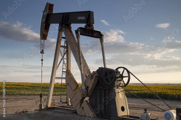 Obraz Oil Pump in Sunflower Fields