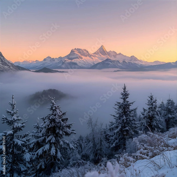 Obraz Ethereal Fog in Forested Valley