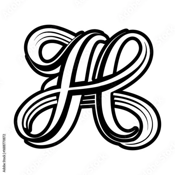 Obraz Letter h monogram in filled style