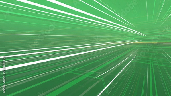 Obraz Green Digital Speed Lines Futuristic Technology Background in Motion