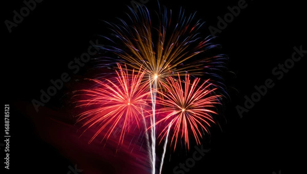 Obraz Colorful fireworks light up the night sky during a festive celebration