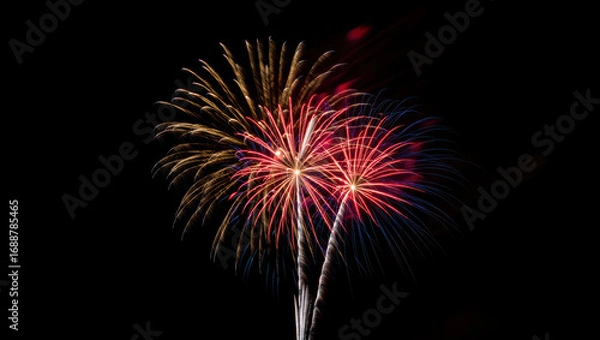 Obraz Colorful pyrotechnics light up the night sky in a festive celebration