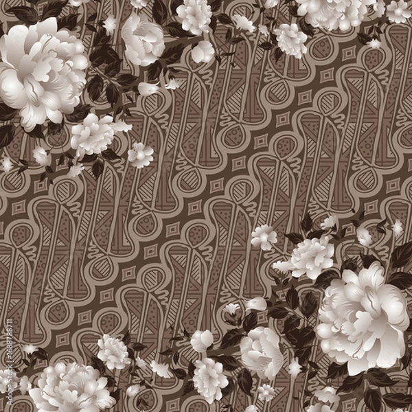 Fototapeta hijab with a combination of parang batik and coffee rose motifs