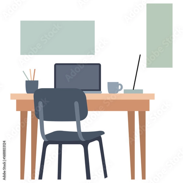 Fototapeta Workspace Setup Home Office for Productive Remote Work Environment
